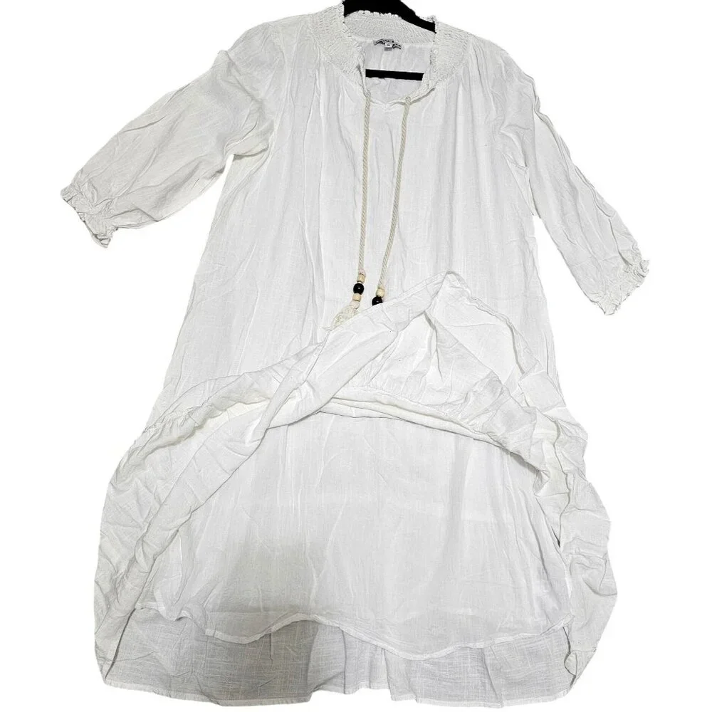 Yakira Bella White Boho Dress M Viscose Linen Blend - Picture 7 of 9